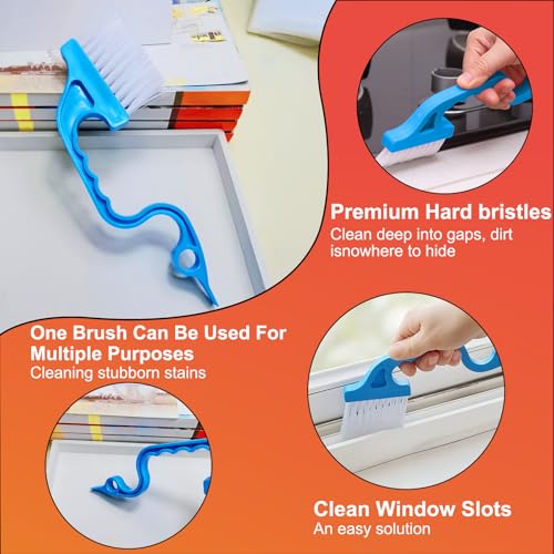 Image of 13 PCS Window Groove Cleaning Brushes Set with Hidden Scraper - Multifunctional Household Crevice Cleaner for Window Seals, Glass Door Tracks, Sliding Doors,Sinks, Toilets, faucets