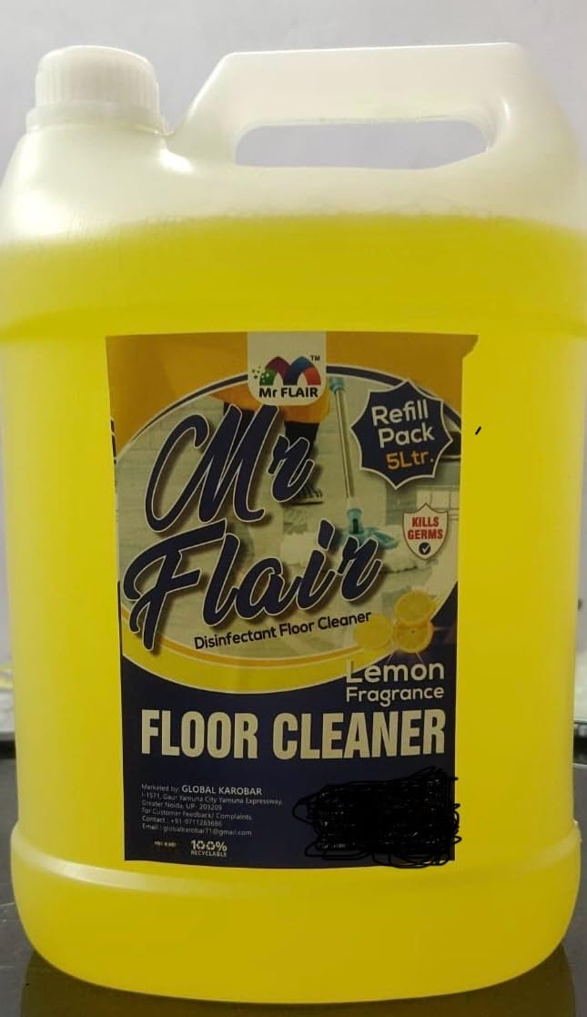 R2 Mr Flair 5 Litre - Citrus, Disinfectant Surface & Floor Cleaner Liquid | Suitable for All Floor Cleaner Mops | Kills 99.9% Germs| India's #1 Floor Cleaner