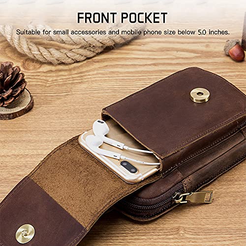 Pacote de couro, Moniss Bolsa de cintura masculina de couro vintage bolsa de viagem para celular bol