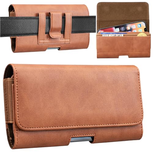 Furill for Samsung Galaxy S5 S6 S7 Edge S7 Active Holster Case Belt Clip Case Leather Pouch Magnetic Closure Pouch Built in Card Holder for iPhone 6 Plus iPhone 7 Plus/8 Plus iPhone 12 Mini Brown