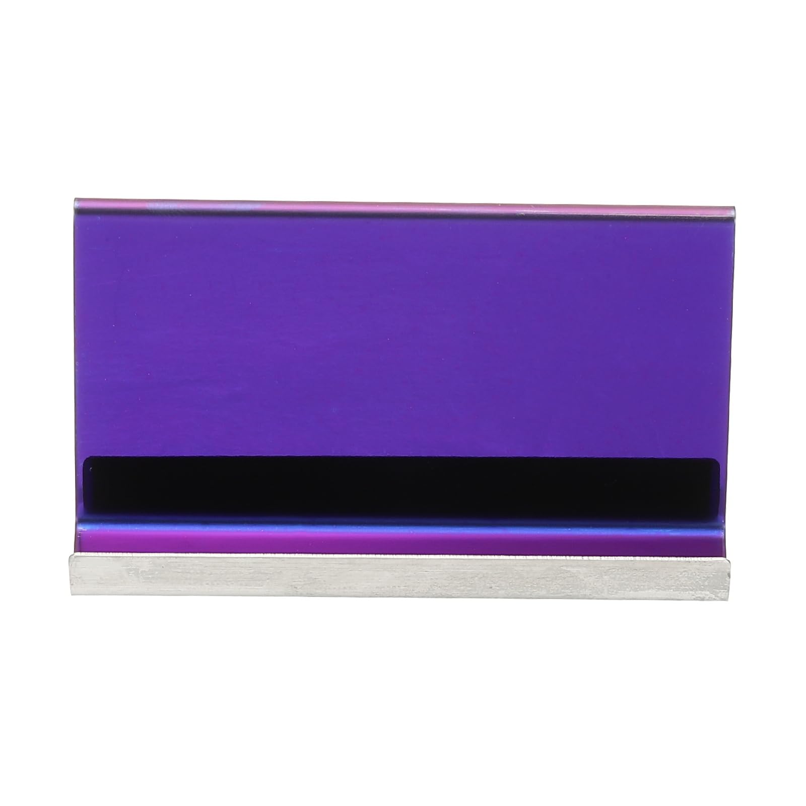 PATIKIL Business Card Holder for Desk 3Pcs Business Card Holders Stainless Steel Card Stand Organizer Cards Display for Office Exhibition Purple - Image 3