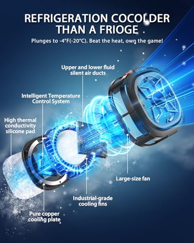 Image of ARCTICOOL Magnetic Phone Cooler for Gaming, Fast Semiconductor Cooling Chip, 3-Speed LED Display Mobile Cooler, Portable Cell Phone Radiator for iPhone and Android
