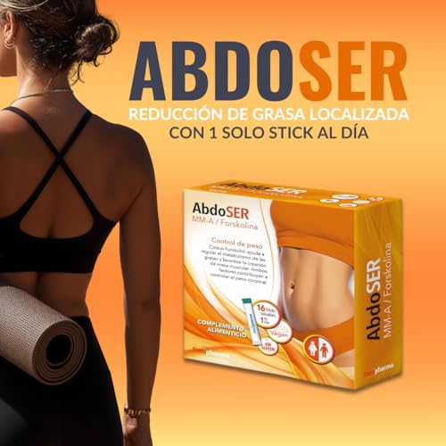 AbdoSER – 16 sticks voor het afvallen van buikvet en dijen, formule met MM-A en forskoline natuurlijke detox, glutenvrij, 1 stick per dag DENIPHARMA - Afbeelding 3