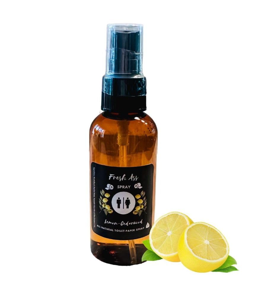 Toilet Paper Spray for Wiping-Travel Size Natural Lemon-Cedarwood- 2 oz Bottle- After You Go Spray- Natural Ingredients
