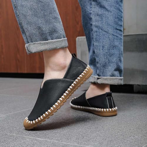 Image of Men's Genuine Leather Loafer Shoes Slip On Soft Walking Driving Shoes
