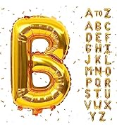 Biapian 40 Inch Letter Balloons, Giant Gold Letter B Foil Balloon, 1 Pcs Big Single Large Aluminu...