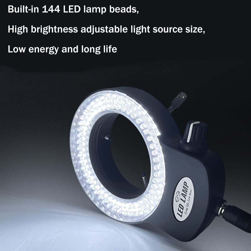 Luce per Microscopio - Luce Ad Regolabile 144 Perline per Lampada Sorgente Un LED Illuminatore Ad per Microscopio Industriale -Spina Europea