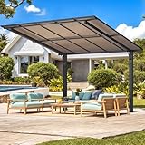 AECOJOY 10' x 10' Gazebo on Clearance, Outdoor Pergola Carport for Patio, Freestanding Lean to Hard Top Pergolas and Gazebos Clearance with Roof, Wall-Mounted Heavy Duty Awnings for Patio, Decks