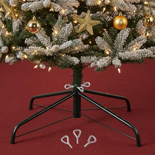 REFGY Heavy-Duty Folding Christmas Tree Stand, 15.7'' Metal Artificial Tree Holder, Replacement Base for 4-6 Ft Xmas Trees with 0.75''-1.26'' Pole, Sturdy, Durable & Easy Assembly