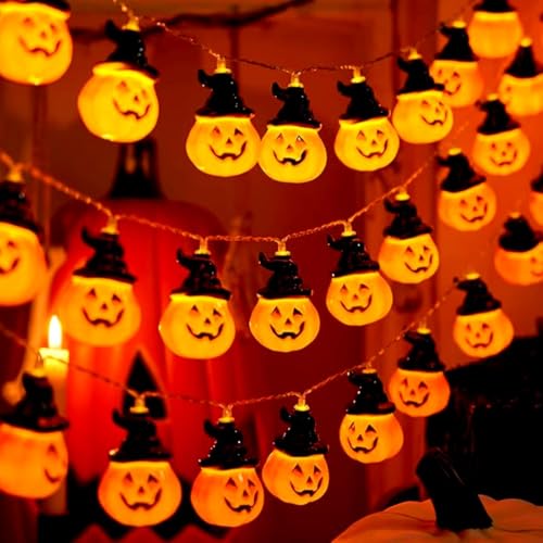 Wishstar Halloween-Lichterkette, Kürbisdeko für Innendekoration,...