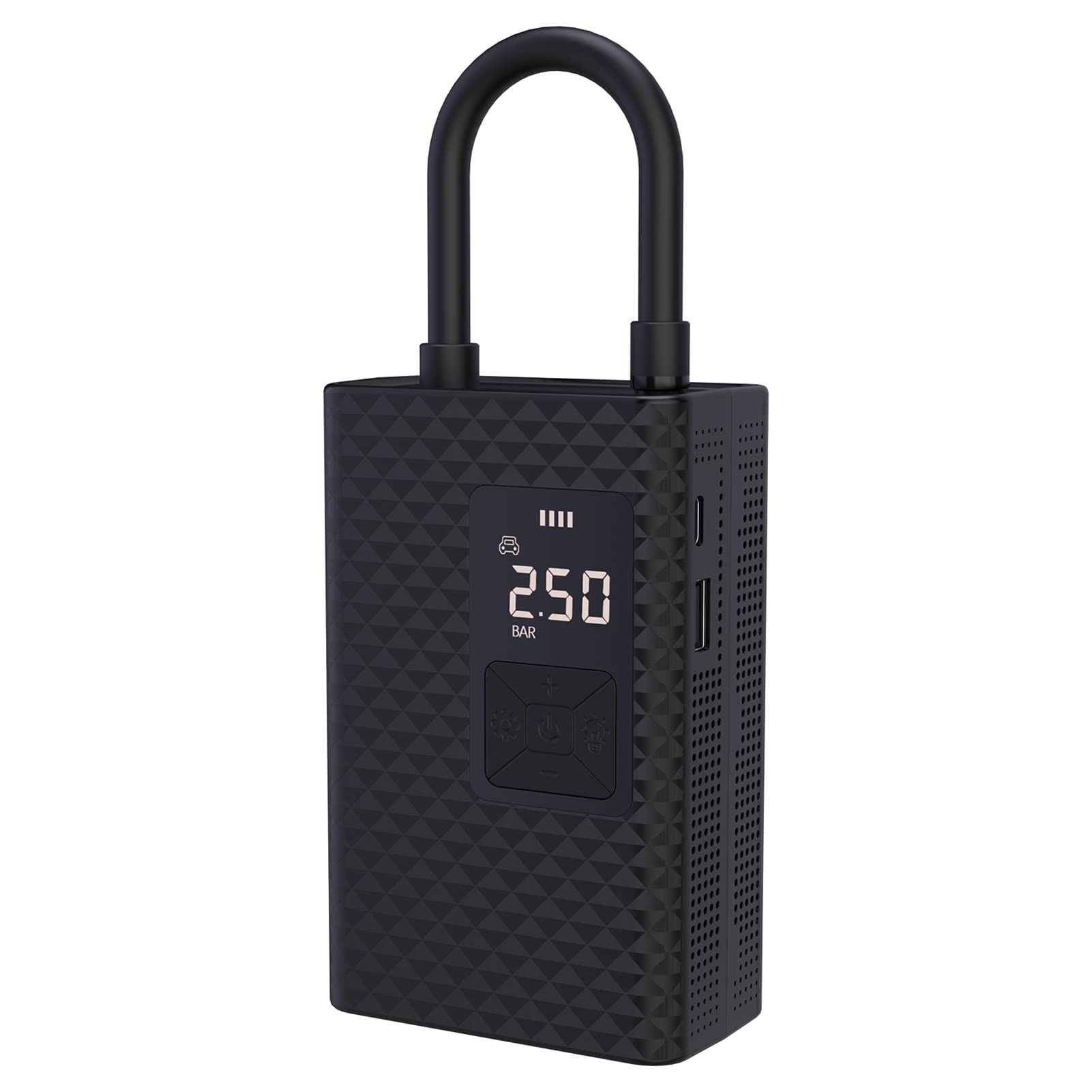 Pepisky Portable A Compressor for Car Tes Fast A Pump Te Inflator Accurate Pressure Digital Display with LED SOS Warning Light Function for Car Motorcycle Bicycle Ball Kids Toys