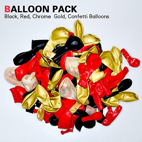 Image of Lukiituke Red and Black Balloon Arch Kit, 114PCS Red and Gold Balloons 4 Size Red Black Gold Balloons for Birthday, Casino Theme Party, Movie Night, New Year, Wedding, Graduation Party Decorations