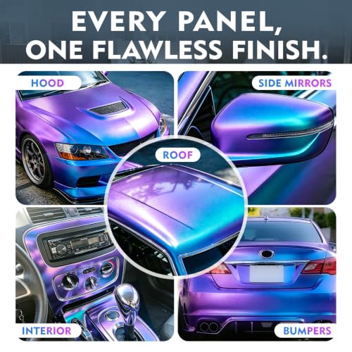Image of VINYL FROG Chameleon Car Wrap 11.81 inchx60 inch Purple to Blue Matte Metallic Vehicle Film Stretchable Air Release Car Wrap Vinyl for DIY Decals