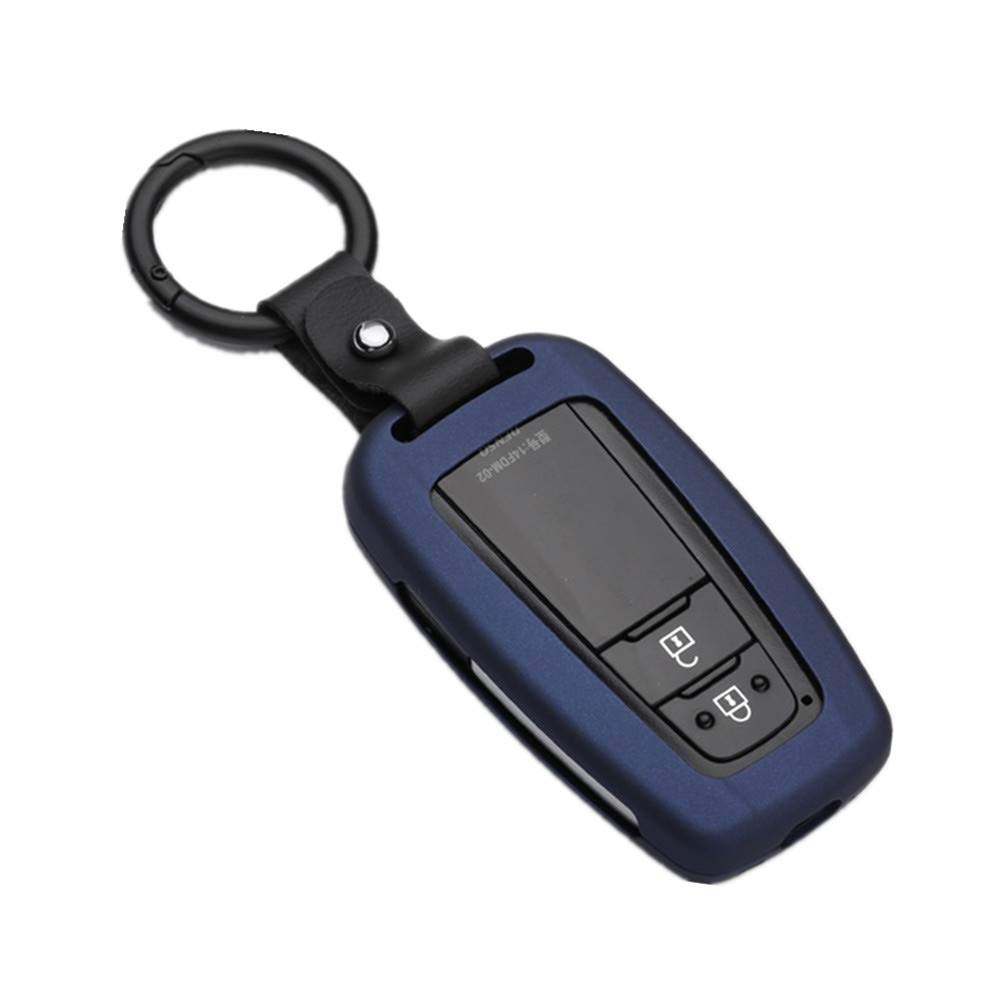 Happyit ABS Carbon Fiber Shell Car Key Cover Cases for Toyota CHR C-HR Prado Prius Camry Corolla RAV4 2 3 4 Buttons Keyless Keychain (Blue)