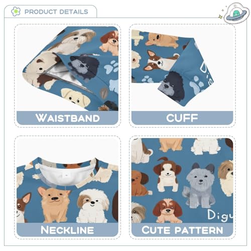 Plaaee Boys Girl Sweatshirts Pullover Cute Dog and Puppy Set Toddler Crewneck Winter Long Sleeve Tops Shirts for Kids 4T3