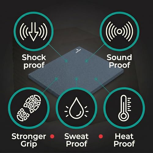 Image of Leeway Gym Mats for Floor | SBR (Set of 6, 10mm, 20 inchx20 inch) Grey | Gym Floor Mat Rubber for Heavy Workout | Equipment Matt for Home Exercise | | Yoga Rubber Tiles, Kids Rooms Heavy Duty Flooring Sheet
