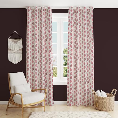Image of Room Darkening Home Decor Curtains for Living Room, Bedroom Doors and Windows Panel, Parda, Eyelets Hanging, Maroon, 4 x 6 Feet, Pack of 2
