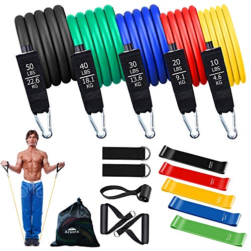 Resistance Bands Set-Resistance Bands for Men & Women,Exercise Bands for working out,Workout Bands, Handles,Legs Ankle Straps,Door Anchor, Carry Bag,Instruction Sheet & 5 Resistance Loop Bands (17pcs)