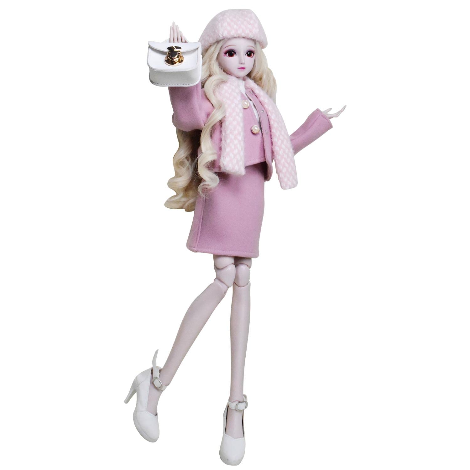 1/3 BJD Poupée Jouet Longue Perruques Bouclées Vêtements