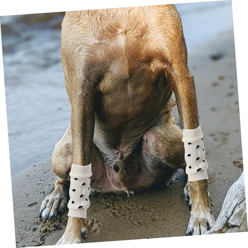 VERDANVERSE 4 StüCk Gestrickte BeinwäRmer FüR Hunde Weiche Baumwolle Haustierbeinsocken Ellbogenschutz Und Sprunggelenkabdeckungen FüR Outdoor Schutz Gegen Schmutz Und KäLte und 11 x 5 x 1 cm