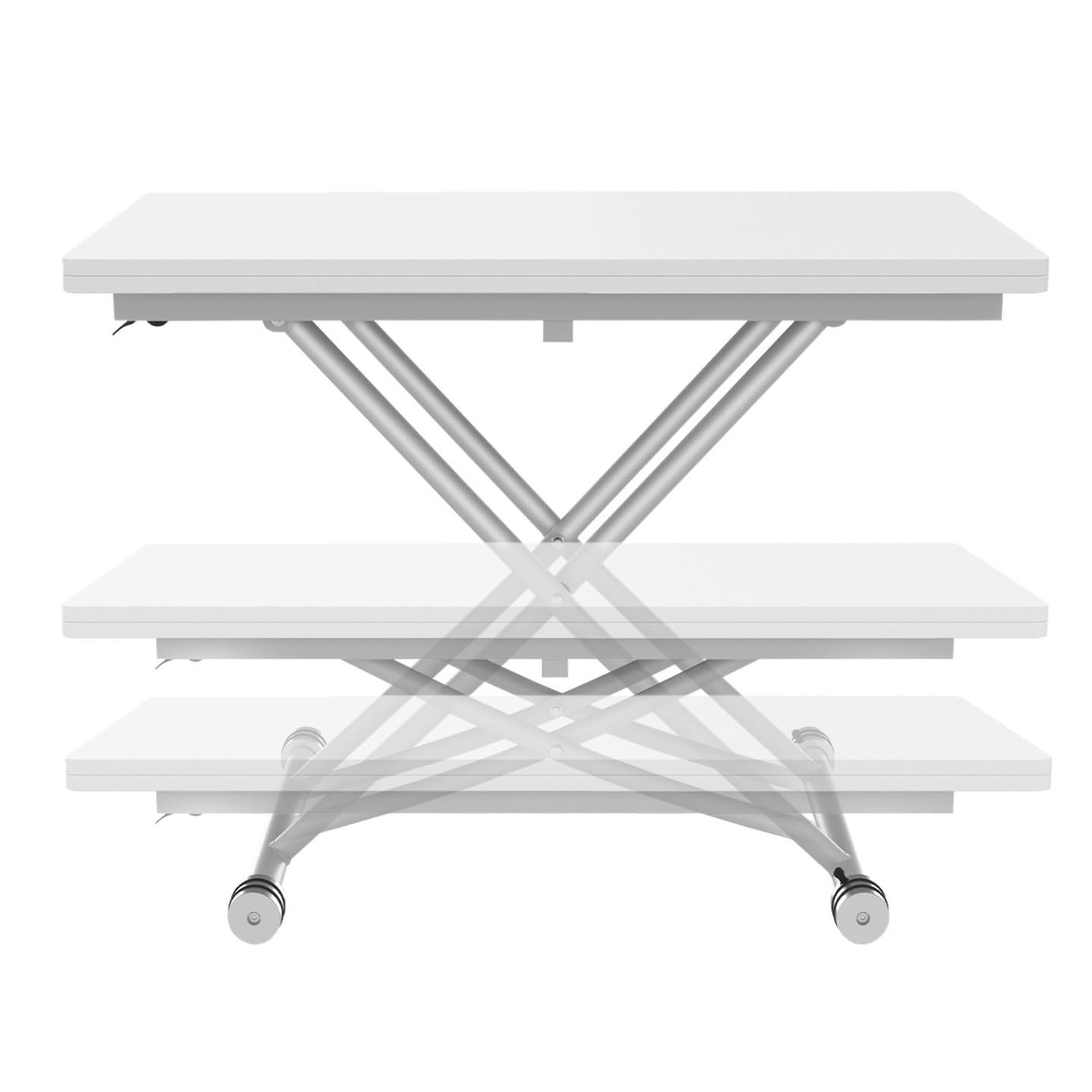 IDMarket - Mesita URBANA, transformable en mesa de comedor rectangular, superficie blanca, base cromada
