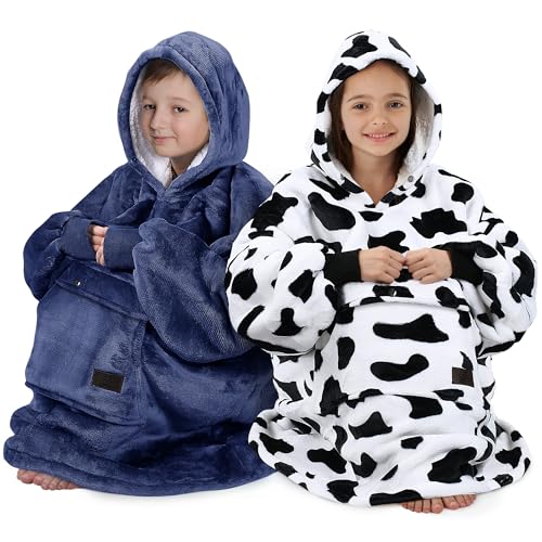 Catalonia Sherpa Wearable Blanket Hoodie for Kids (Navy, 7-16 yr) — view 8