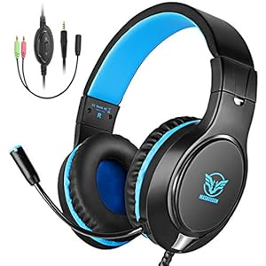 Cocoda Gaming-headset voor PS4, pc, Xbox One, ruisonderdrukking, professionele over-ear hoofdtelefoon met microfoon en volumeregeling, 3,5 mm headset, gaming voor PS3, laptop, Mac, mobiele telefoon, tablet switch