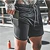XDSP Pantaloncini Sportivi da Uomo, 2 in 1 Sport e Allenamento Fitness Shorts Jogging, Pantaloncini Asciugatura Veloce(Nero,M) #1