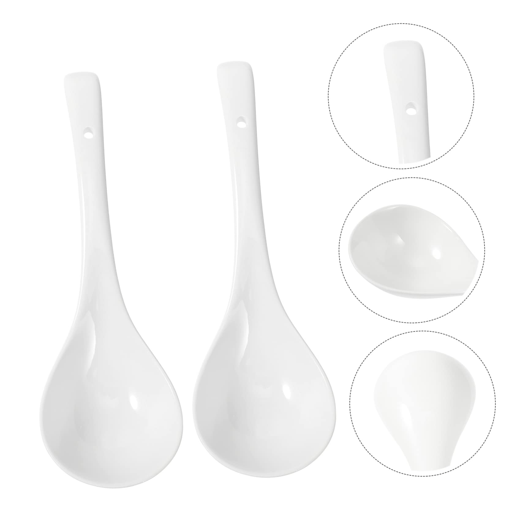 Cuillère à Soupe en Porcelaine 2 Pièces, Grosse Céramique Blanche