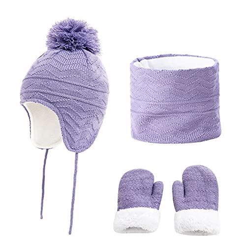 JFAN Patrón de Onda de Diamante Gorro para niños Bufanda Guantes Gorro de Invierno para bebé...