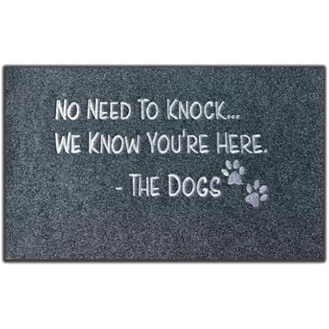 Accssoey Funny Doormat, Dog Door Mats for Front Door with Rubber Backing Doormat Indoor Mat Polystyrene Non Slip Natural Mat Black 30"x18" Cover