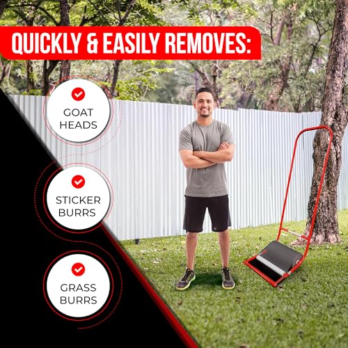 Original Sticker Burr Roller Remover Yard Tool Wide for Easy Yard Cleanup | Push Model 1.0 Burr & Sticker Removal | Effortless Goat Head Roller and Picker | 12" | Made in USA (Classic)