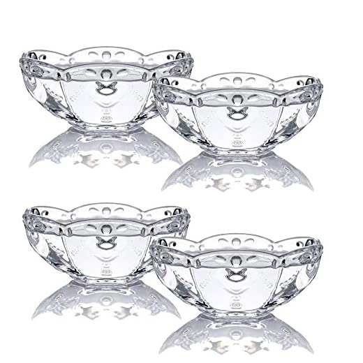 TAMUME Tazón de Helado Juego de 4 Tazón de Vidrio Transparente con Estampado de Flores, Ideal para Celebrar Helados en Verano, Copa de Postre Sundae de Vidrio