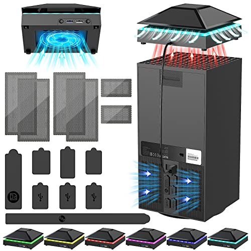 Upgraded RGB Cooling Fan for Xbox Series X with Dust Cover Accessories, YUANHOT 3 Gears Adjustable Fan Cooling System with LED Lights, Extended USB Ports for Xbox Series X Upgraded RGB Cooling Fan for Xbox Series X with Dust Cover Accessories, YUANHOT 3 Gears Adjustable Fan Cooling System with LED Lights, Extended USB Ports for Xbox Series X