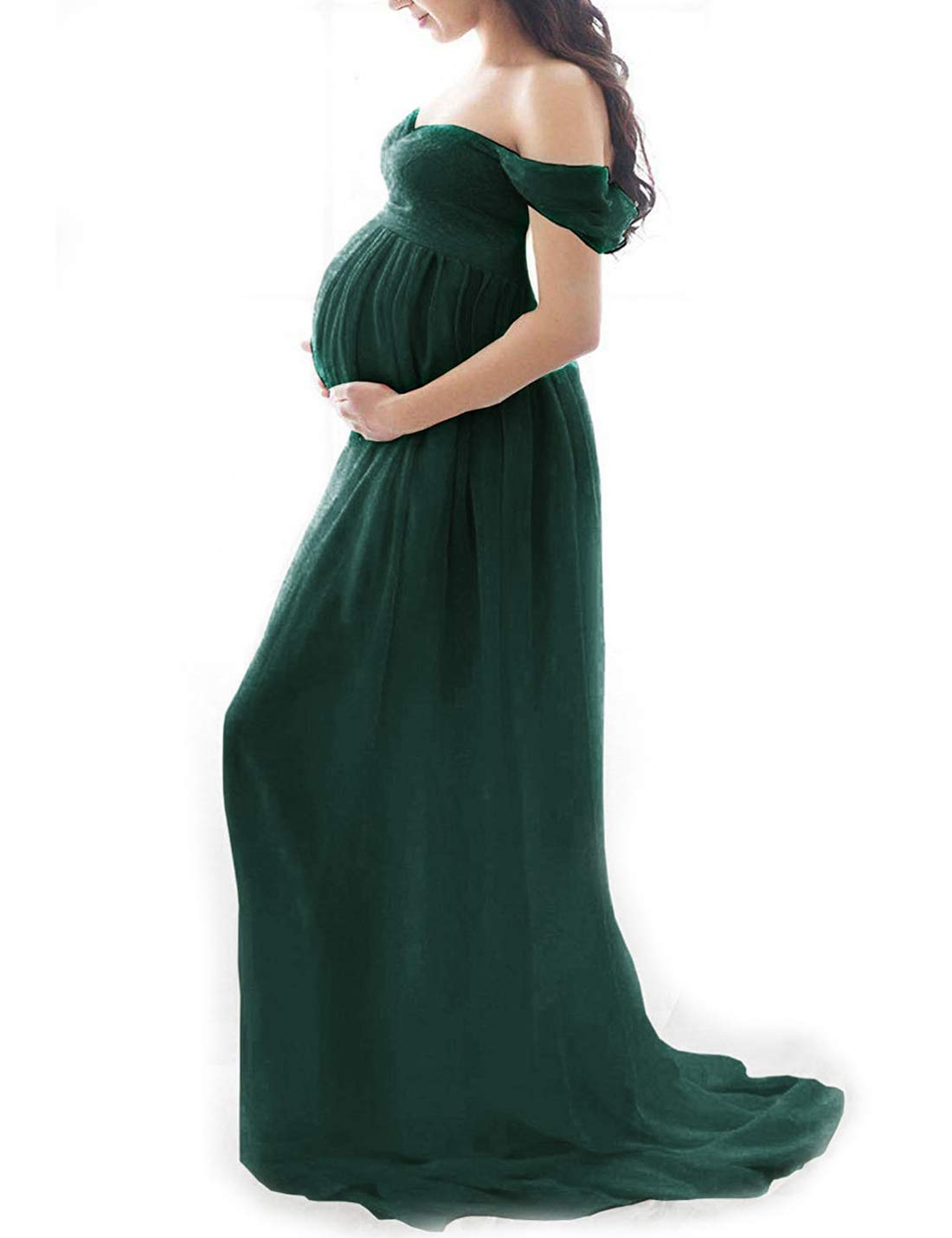 FEOYA-Trailing Long Dresses Maternity Photography Puntelli Abiti per Foto Shoot Summer Tube Traspirante Top Split Anteriore Gravidanza Ladies Senza Spalline Maxi Dress