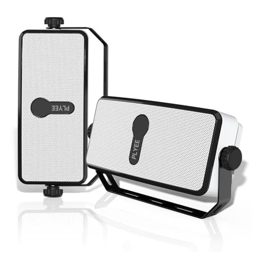 Plyee Audio Bluetooth Outdoor Speaker, IPX5 Waterproof, Wireless Sync with 100 Speakers, Wall-Mount, Compatible with Phone, Computer, Echo Dot, Ideal for Patio, Porch, Garage, Pair (MZ-511)