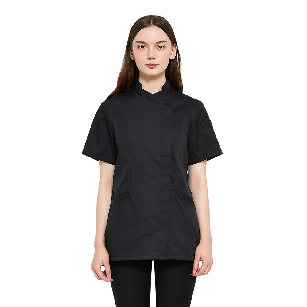 TOPTIEChef's Jacket Women's Short Sleeve Chef Jacket Bakers Jacket Chef Costume for Kitchen Restaurant