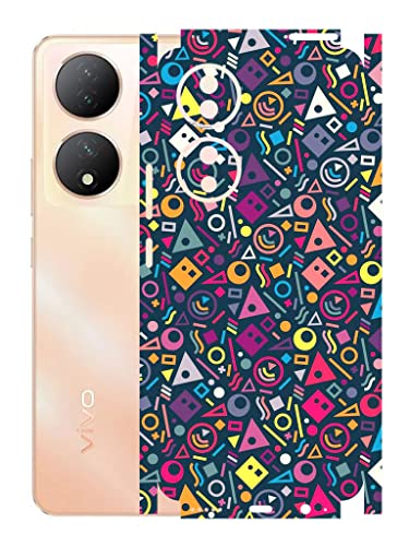 Image of AtOdds - VIVO Y100A Mobile Back Skin Sticker - Lamination - Rear Screen Guard Protector Film Wrap (Coverage - Back+Camera+Sides) (Design - Shapes Graffiti)