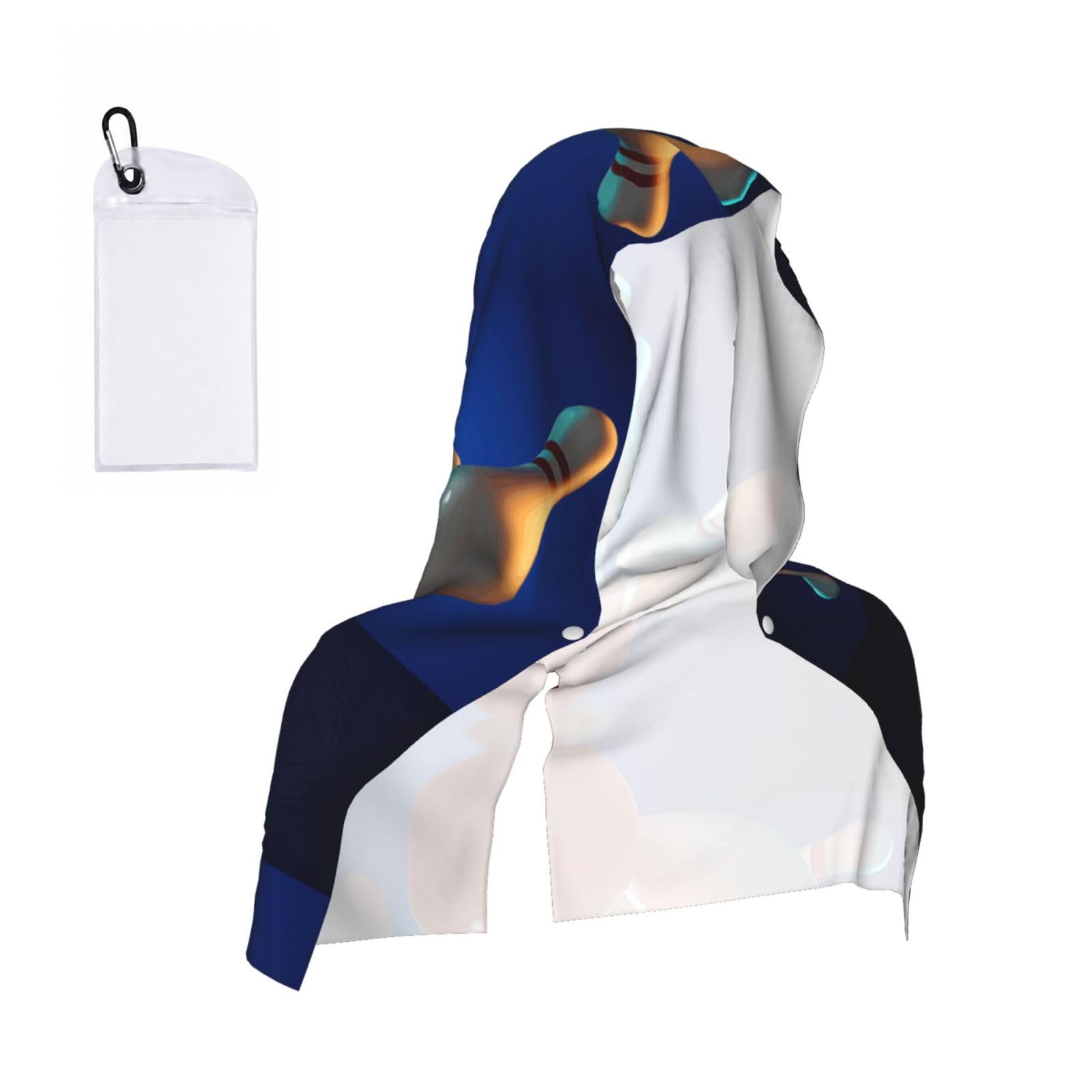 Satusa Men's Black Bowling Ball Print Cooling Hoodie Towel, Cooling Towels For Neck And Face, Quick Drying Absorbent Cooling Head Towel Beach Camping Gym Construction(2Pcs)
