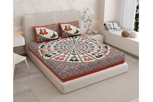Image of Monique Bedsheet Set | 144 TC Cotton Bedsheet for Double Bed with 2 Pillow Cover