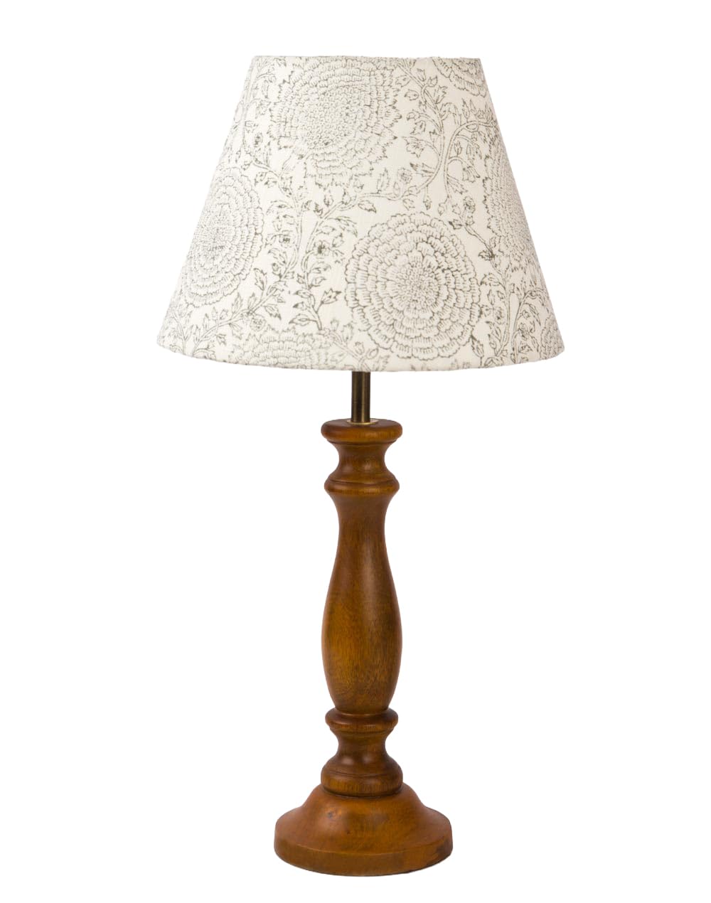 Fabindia Brown Ahana Hand Made Wooden Bedside Table Lamp with Shade-picture-13