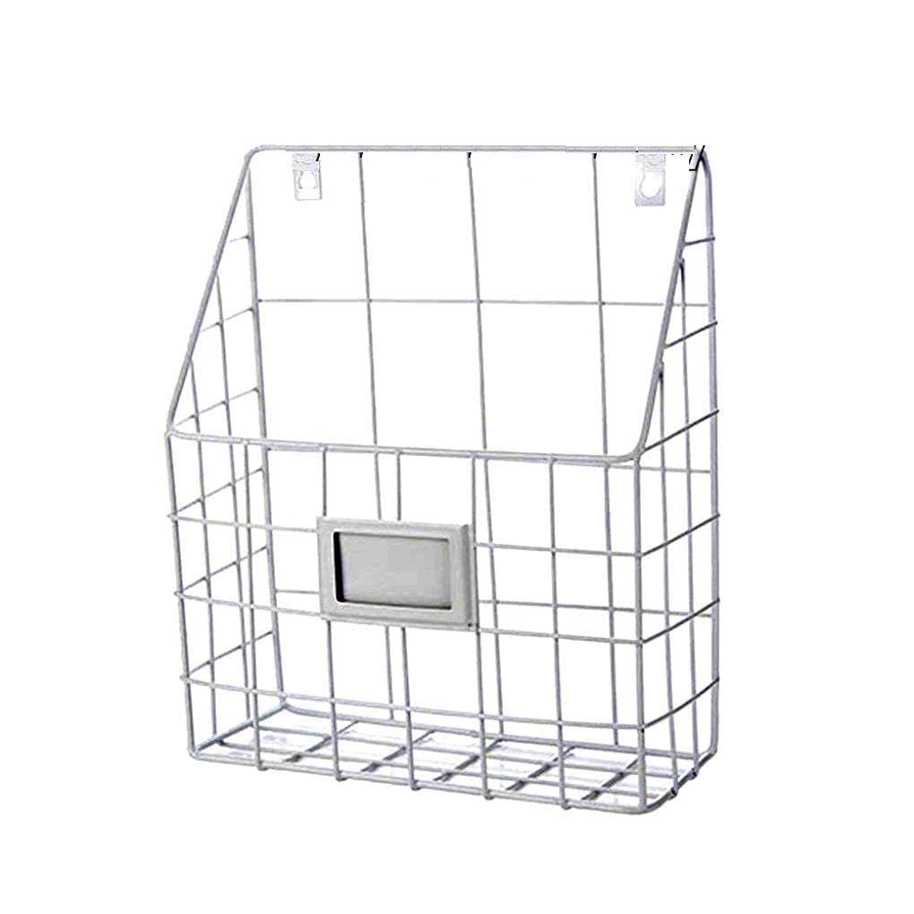 INDIAN DECOR. (White Rustic Country Style Wire Wall Mount Hanging File Folder Display, Mail Organizer, Documents and Magazine Storage Ideas, Magazine Rack (White)-picture-23