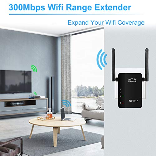 300Mbps WiFi Range Extender Internet Signal Booster Dual External Antenna Deliver Stable/High Speed Signal, Support Access Point/Repeater Mode, Easy Set Up Comply with 802.11 b/g/n for Any Router