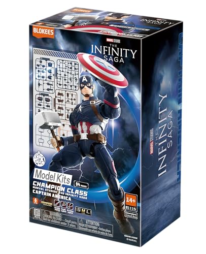 Image of Blokees - Champion Class - Marvel Infinity Saga - Captain America CC03 Model Kit - Assembly Required - No Tools - No Cutting - No Glue - No Paint - Age 14+