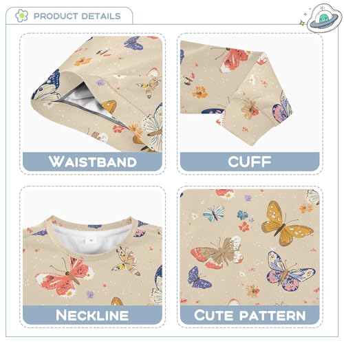 JUNZAN Cartoon Cute Butterfly Beige Kids Girls Pullover Hoodie Fleece Sweatshirts for Boys Athletic 4T3