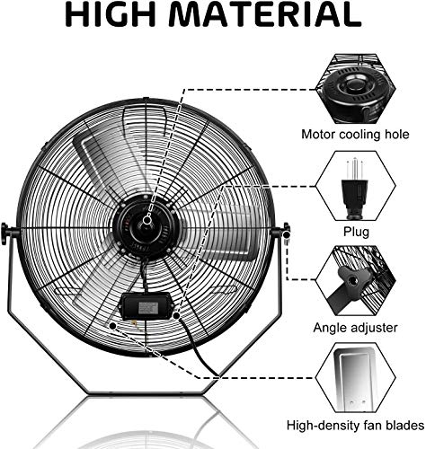Image of Simple Deluxe 24 Inch Industrial Wall Mount Fan, 3 Speed Commercial Ventilation Metal Fan for Warehouse, Greenhouse, Workshop, Patio, Factory and Basement - High Velocity, black