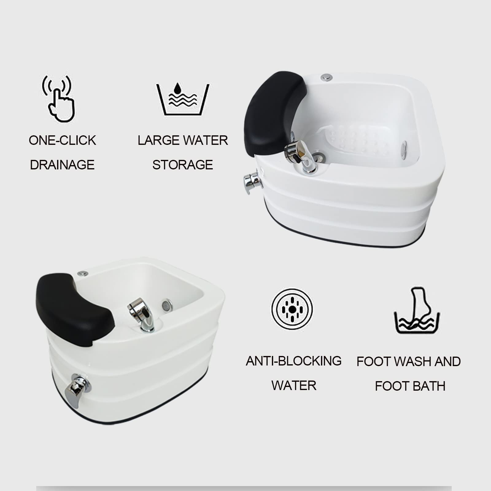 WYOERN Washing Salon Footbath Sink Feet Soaking Tub Pedicure Supplies Salon Massage Equipment Acrylic Pedicure Sink Surf Independent Heated Footbath Health Manicure Basin (Size : Single Bath)