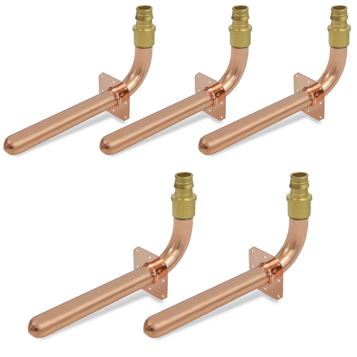 Pex-A - Codo de expansión de cobre con brida de 3/4 x 4 x 8 pulgadas, F1960 sin plomo, para uso en conexión de tubo Pex-A (paquete de 5)
