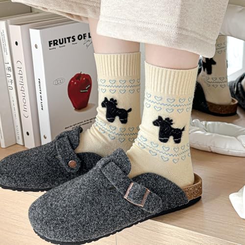 Image of 4 Pairs Women's Cute Crew Socks, Casual Athletic Cotton Puppy Pony Calf Novelty Socks for Women