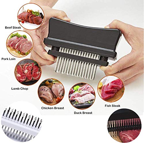 MySit Meat Tenderizers with 48 Stainless Steel Ultra Sharp Needle Blades, Meat and Poultry Tenderizer Needler Kitchen Tool with Cleaning Brush for Tenderizing Beef, Chicken, Steak, Pork, Fish - Thumbnail 5